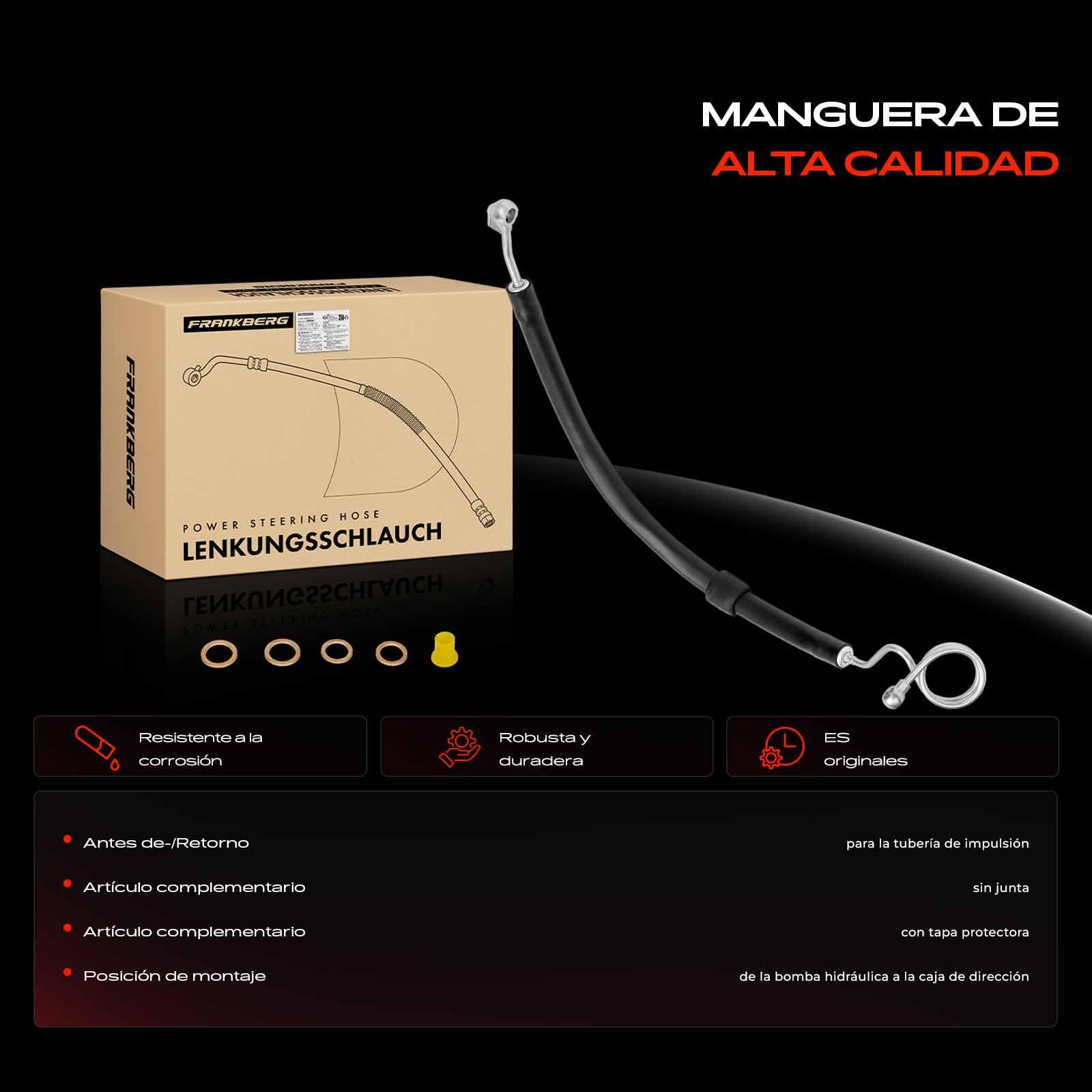 Frankberg Manguera de dirección asistida de Bomba hidráulica Según Caja de dirección Compatible con a4 8EC B7 a4 Avant 8ED B7 Cabrio 8HE Exeo 3R2 Exeo ST 3R5 Replace# 8E1422893DK