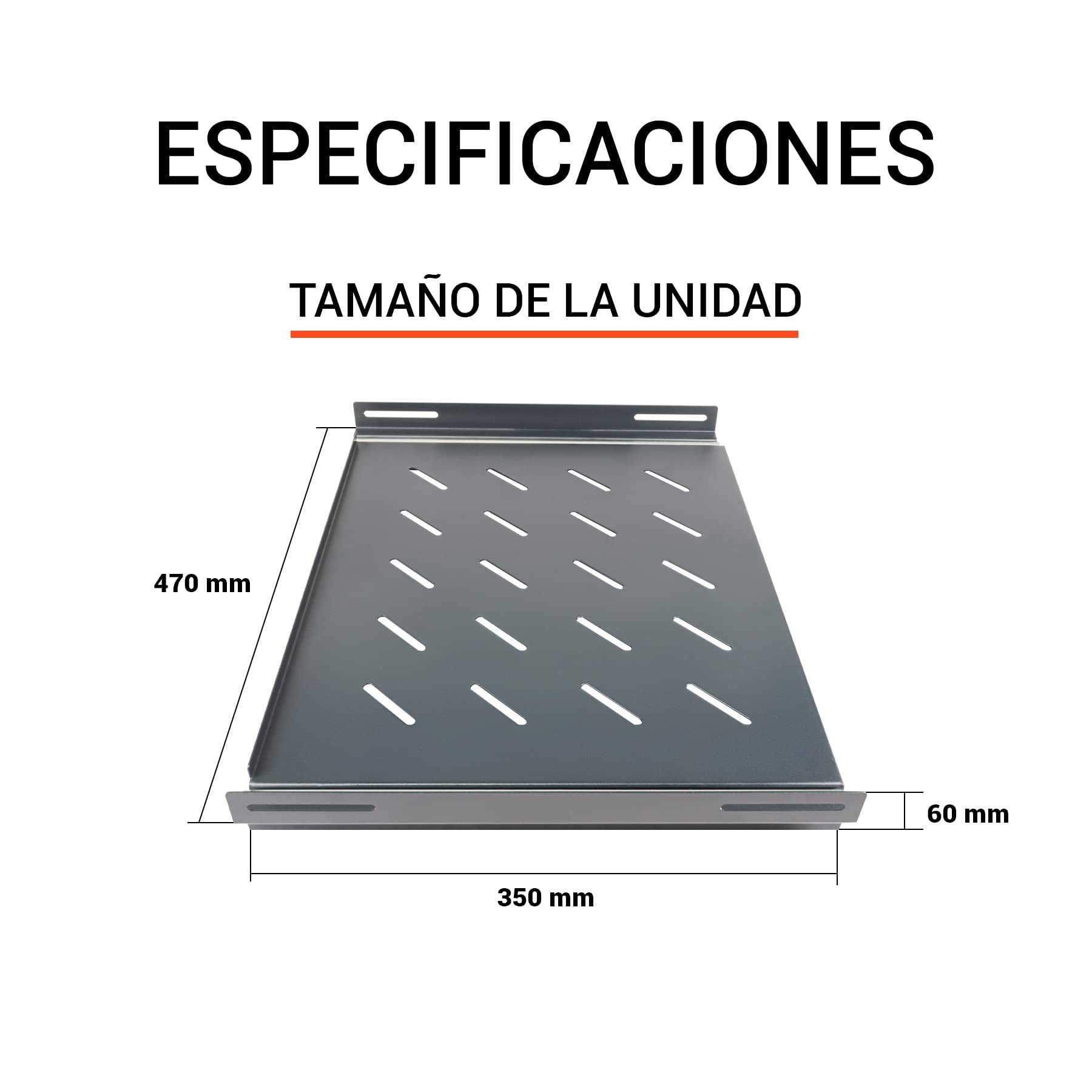 Aiten Data Plateau Coulissant en Grille 1U avec 470 mm de Large x 350 mm de Fond pour Armoire Rack de Sol 19" avec Fond 600 mm en Acier laminé Capacité 20 kg