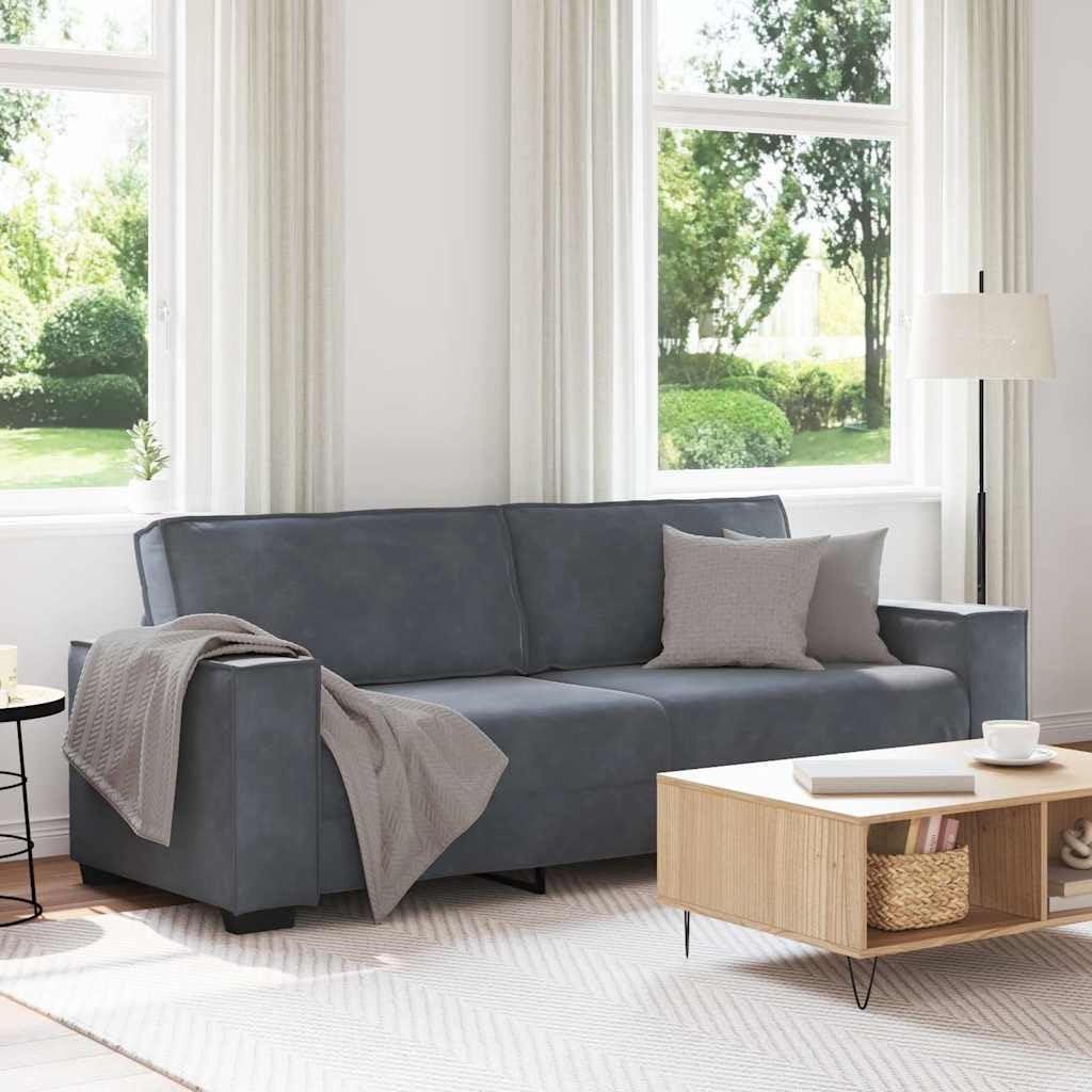 vidaXL 3-Sitzer-Sofa Dunkelgrau 220x78x84 cm Samt