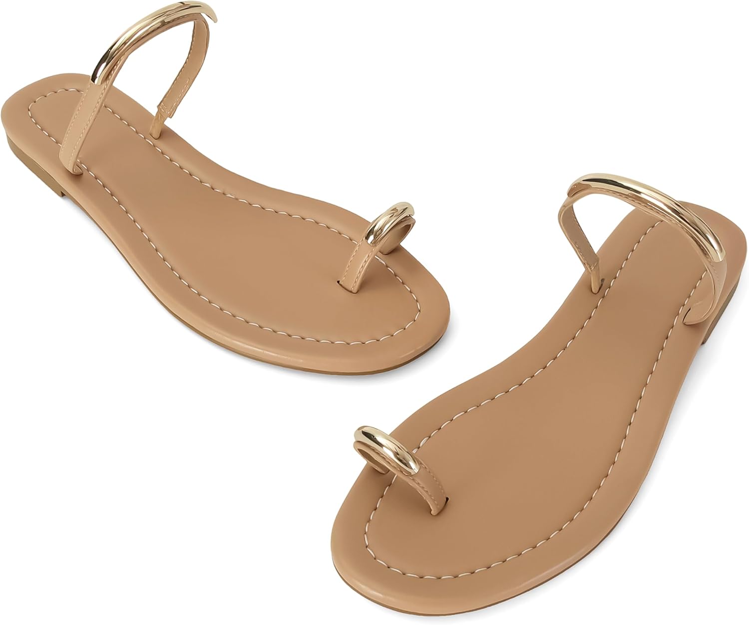 SOVANYOU Women's Toe Ring Thong Sandals Slip On Flat Flip Flops Open-Toe Slide Summer Sandals for Casual Beach & Dressy Outfits - Image 3