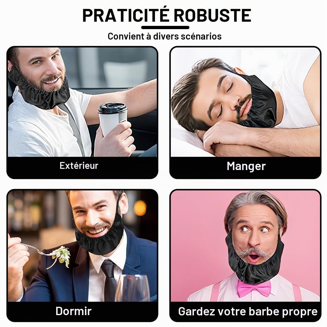 GXGM 5 Pièces protections de barbe pour homme, cache barbe, protection des poils du visage, masque en respirante, anti-poussière, convient pour un usage au restaurant, protection en