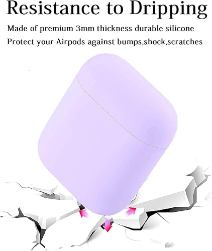 Miniatura 4 de Funda de silicona protectora completa compatible con Airpods 1 y 2, sin llavero, accesorios LED frontal visible, compatible con carga inalámbrica