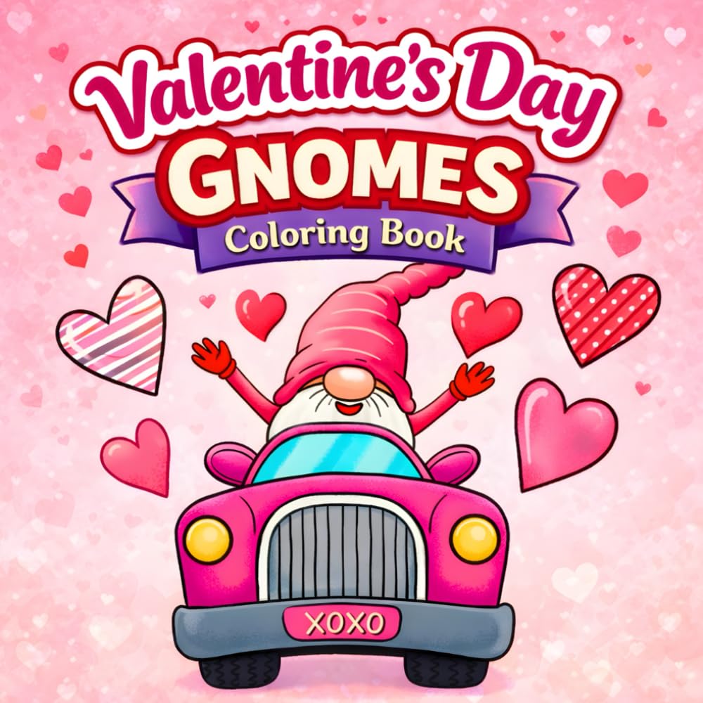Valentine's Day Gnomes Coloring Book: 50 Cute, Bold and Easy Valentines Day Gnome Coloring Pages for Adults and Teens - Cozy and Simple Love Designs (Cozy Coloring Books)