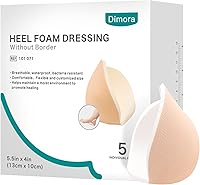 Dimora Heel Foam Dressing - Highly Absorbent Non-Adhesive 5.5x4in Waterproof Pads, Pack of 5 for Heel Ulcers, Pressure Sores & Wound Care