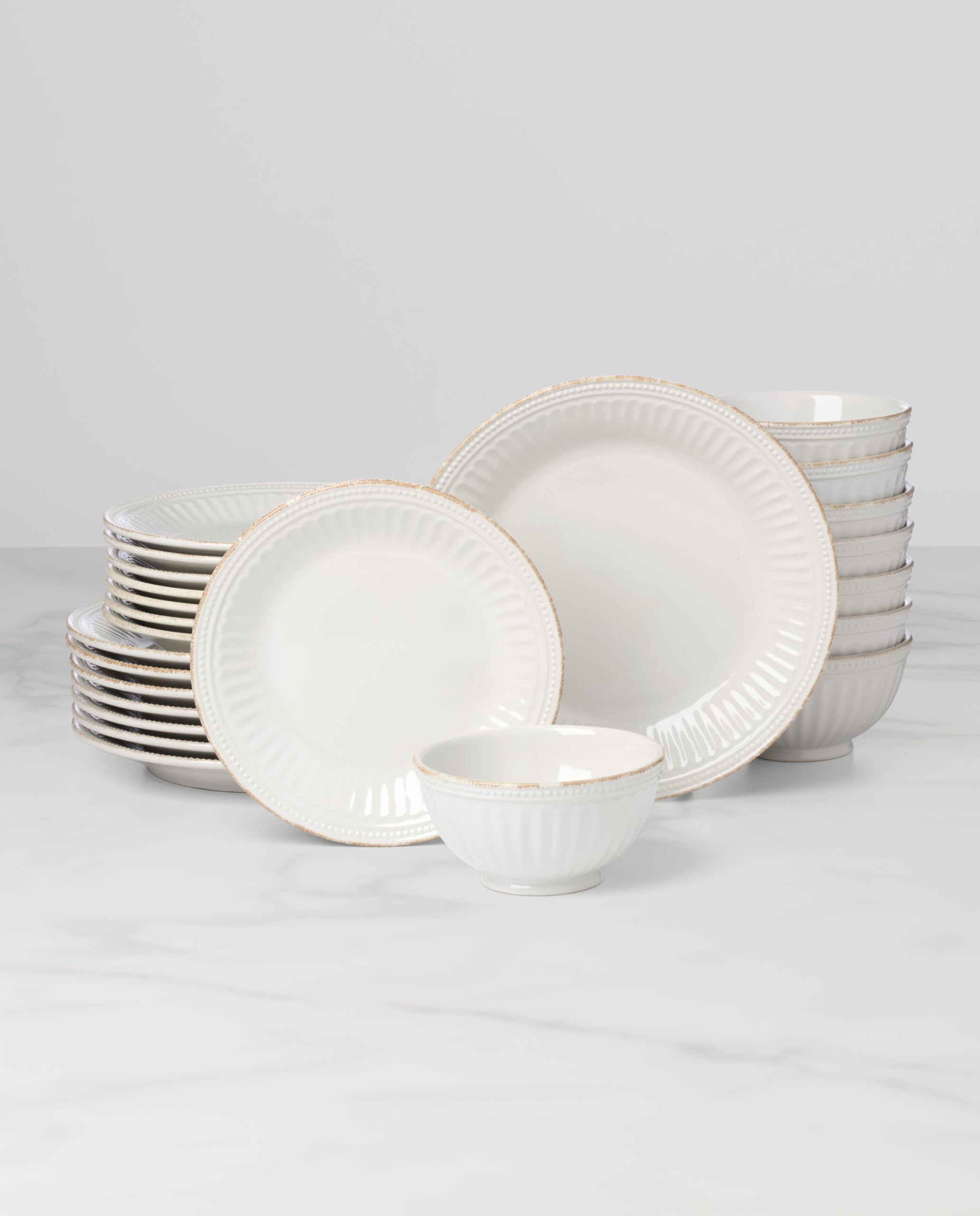 Amazon.com | Lenox French Perle Groove White Stoneware 24-Piece