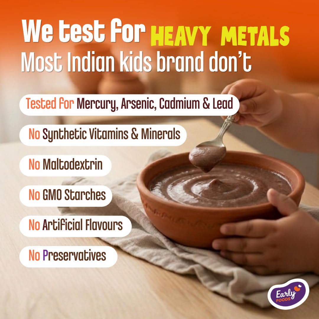Early Foods - No Added Sugar No Salt Porridge - Sprouted Ragi Cereal with Carrots | No Preservatives | Ragi Malt for Kids | No Milk Powder 200g 1