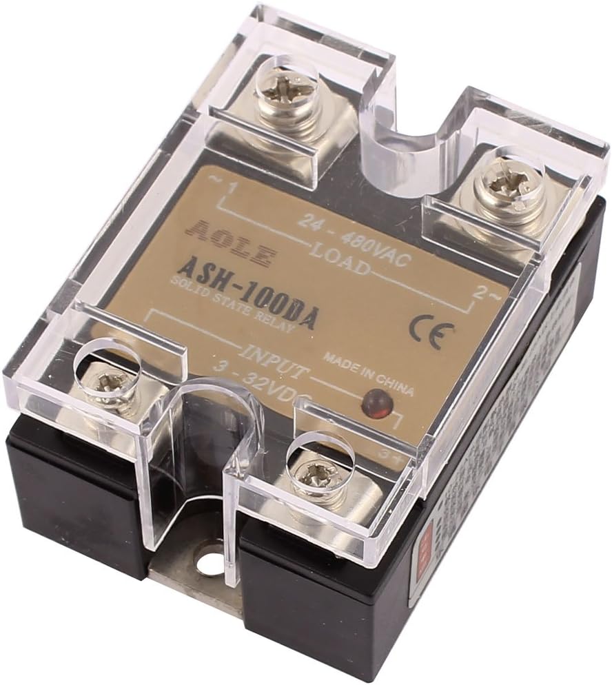uxcell ASH-100DA 3-32VDC to 24-480VAC 100A Single Phase Solid State Relay DC to AC Relay