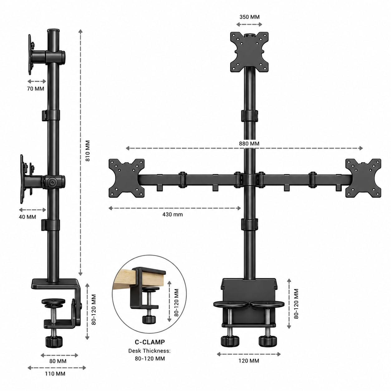 Triple Monitor Stand - BIJASANI - 4 Monitor Support -3