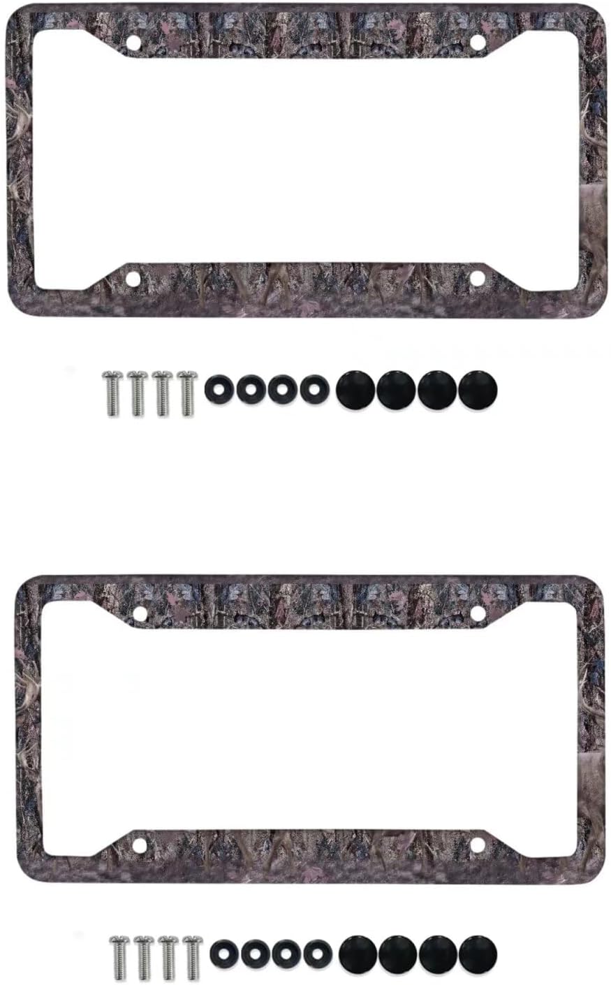 LedBack Gray Deer 2 Sets Pack Automotive Accessories, Premium Stainless Lightweight 4 Hole License Plate Frame,Universal Durable Car Tag Cover, License Plate Covers for Women Men