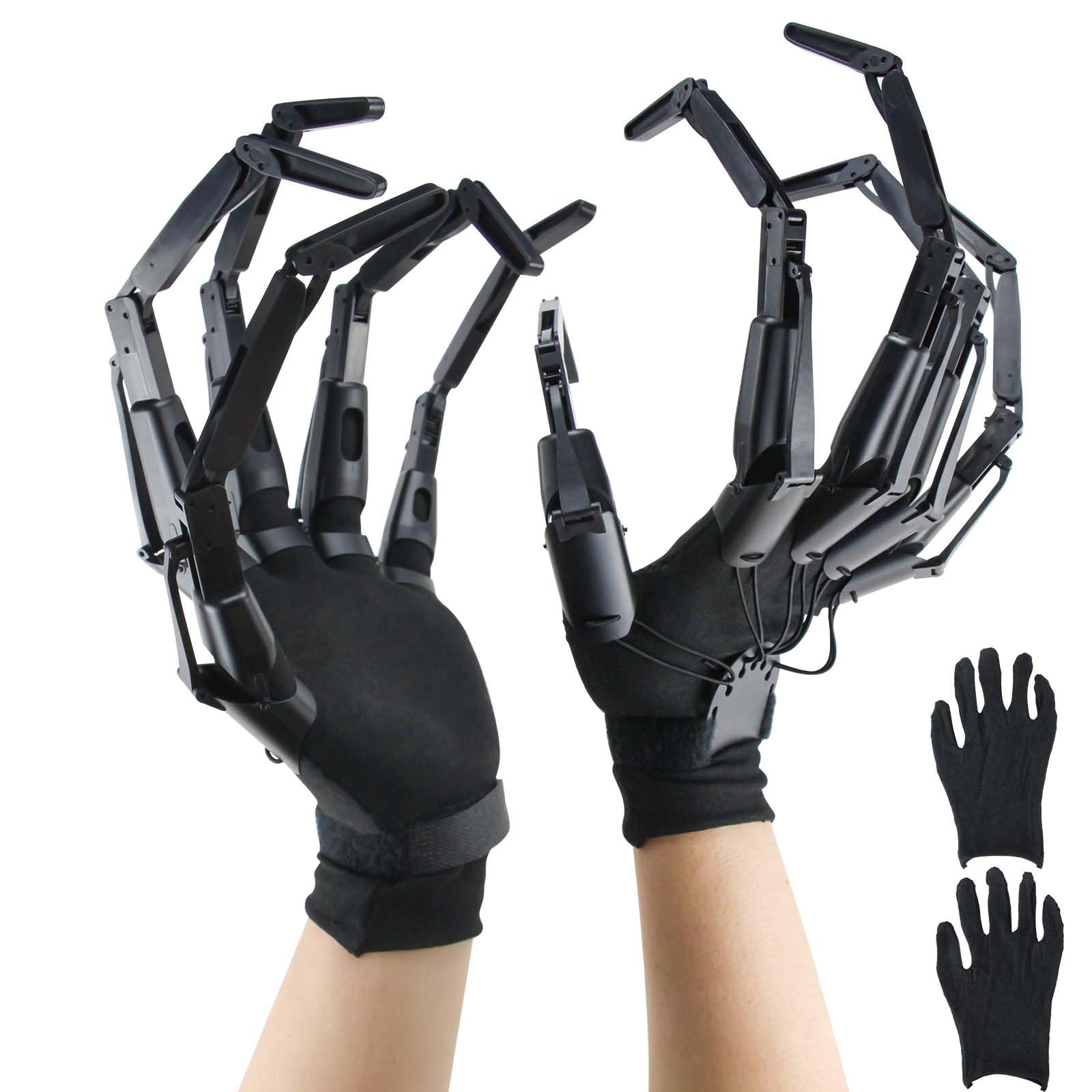 Articulated Fingers, Halloween Articulated Finger Extensions with Gloves, 3D Claw Hands Scary Skeleton Hands for Cosplay, Flexible Realistic Halloween