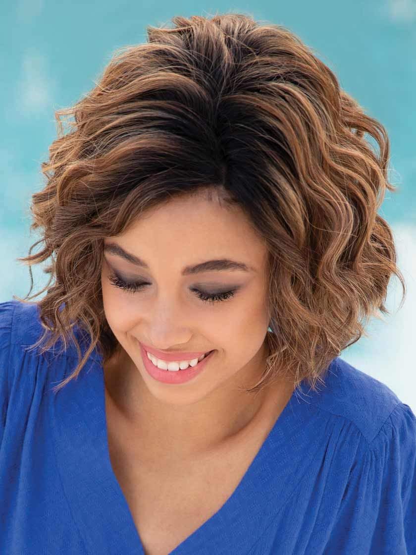 Attitude Wig Color Blonde Ambition - Noriko Wigs 7.75" Short Wavy Shag Loose Waves Heat Friendly Synthetic Lace Front Orchid Collection Curly Avg Cap Bundle Hai