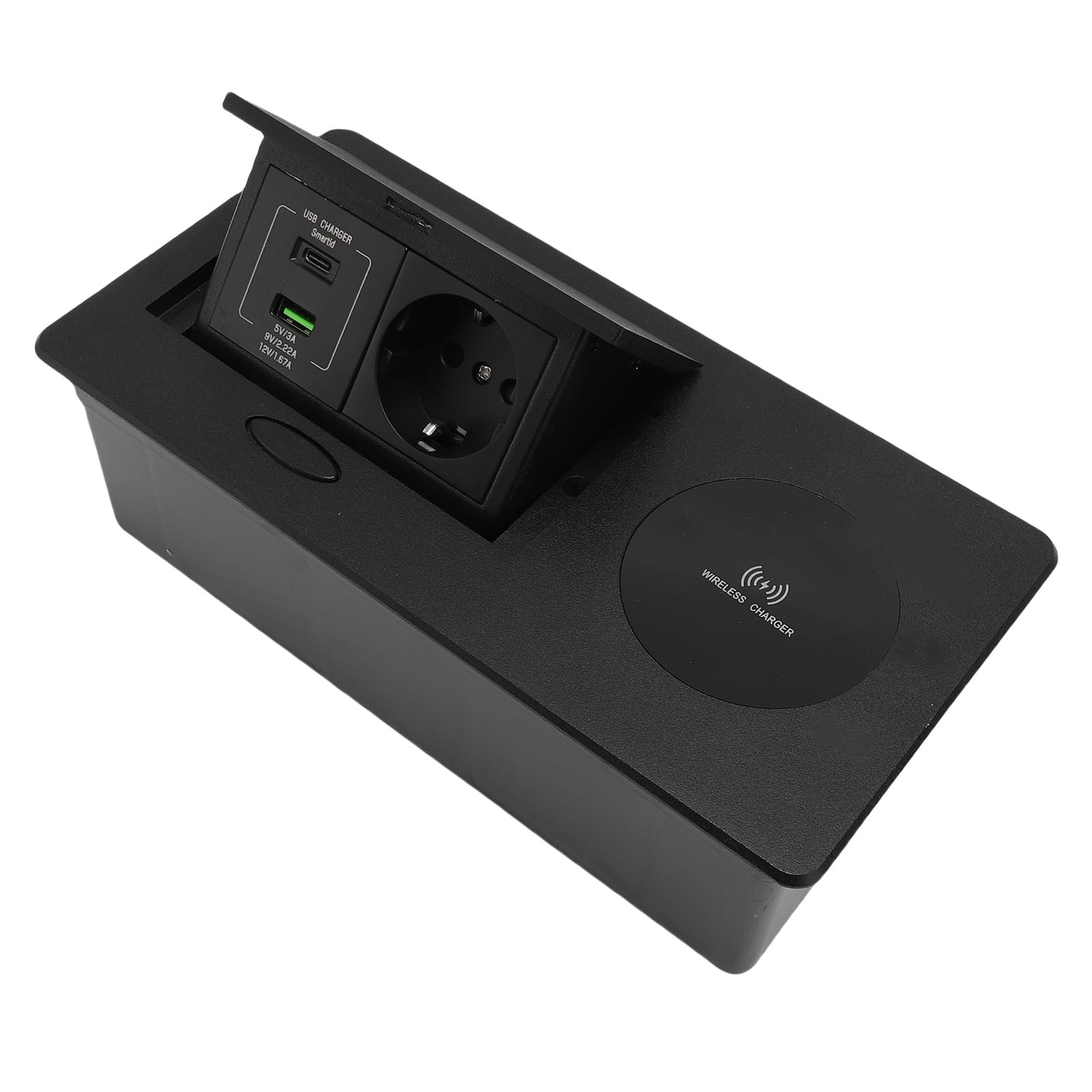 Cocoarm Wysuwane Gniazdko Elektryczne, Aluminiowa Konstrukcja, Gniazdo 16 A 4000 W, Porty USB AC 20 W, Idealne do Użytku Biurowego i Domowego