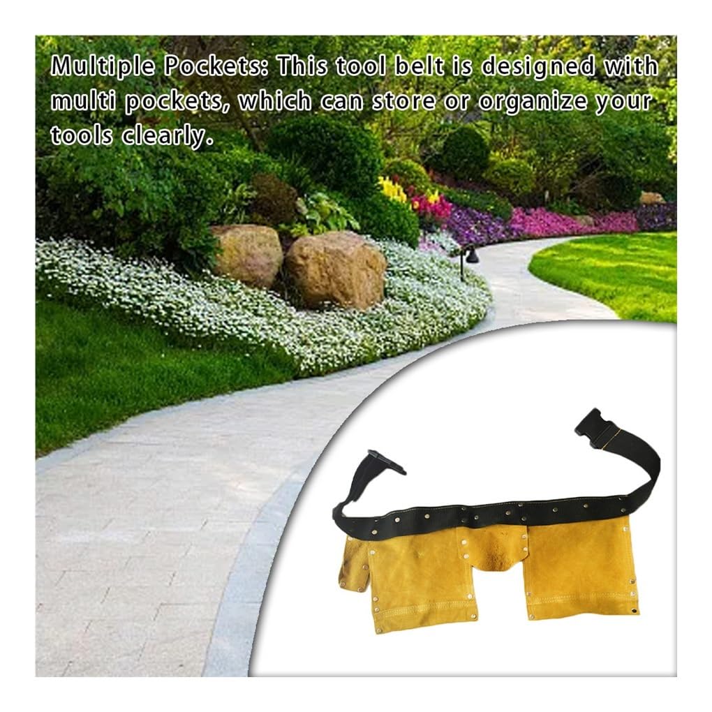 Cinturón de herramientas de cuero para manualidades, bolsas de almacenamiento de alta eficiencia, múltiples bolsillos, kit de hebilla, delantal de trabajo resistente al desgaste (3 piezas)