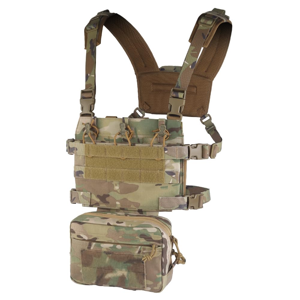 Genérico Chaleco Táctico Chest Rig Hebillas Rápidas, Multi Bolsillo Camo Bolsa Abdominal para Cosplay Deporte Outdoor