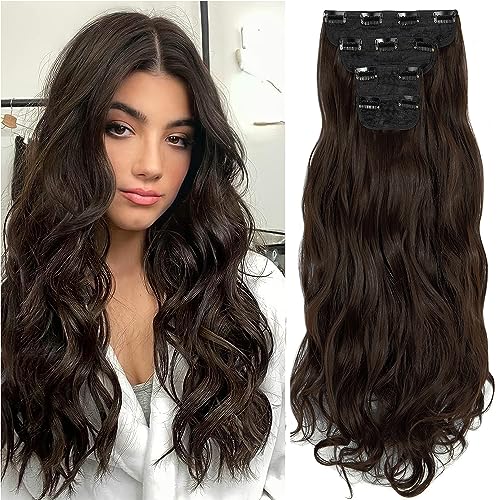 Extensions cheveux à clipser synthétiques longs bouclés pour femme tête complète FXYTK