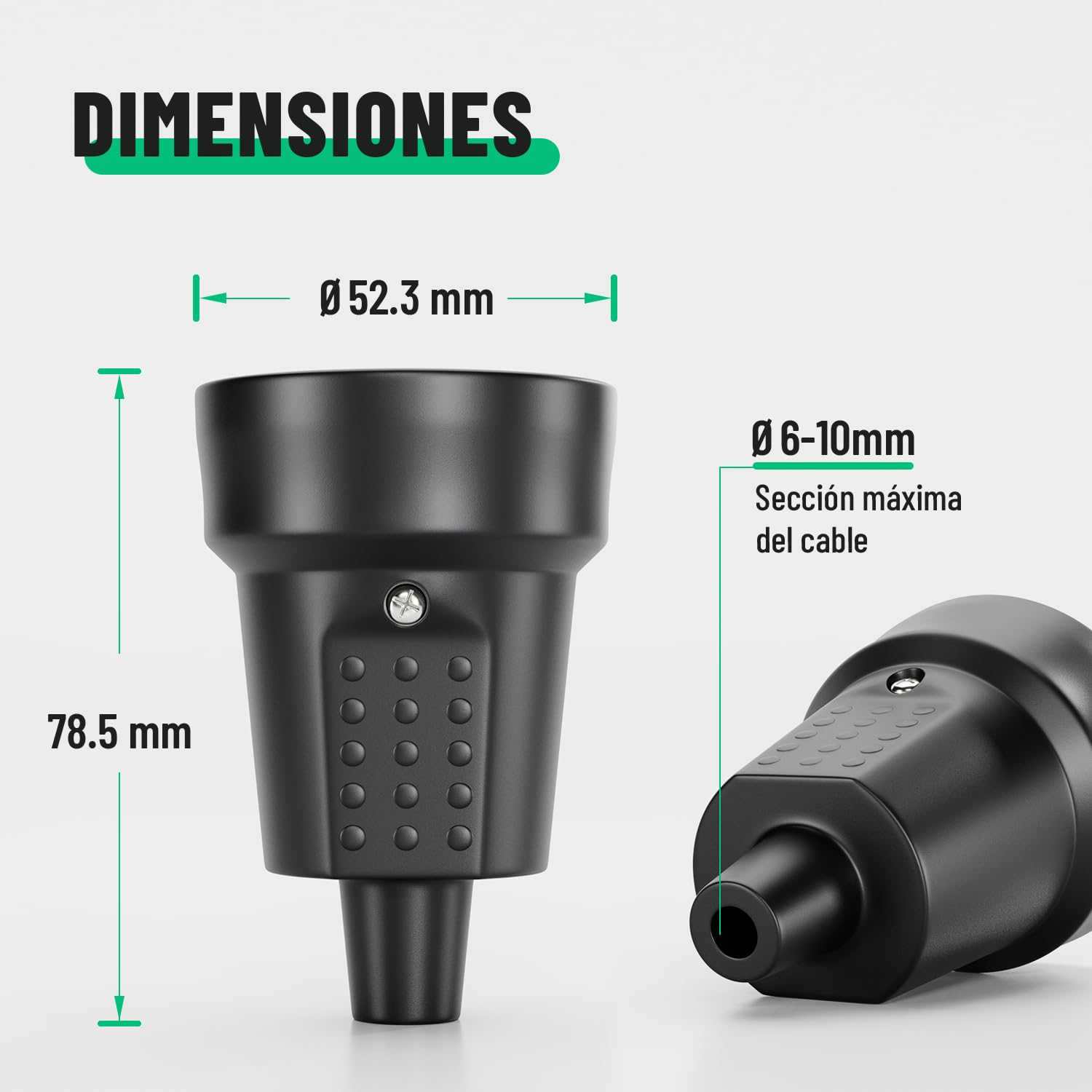 greate 1x clavija enchufe hembra y enchufe macho exteriores de goma con protección contra doblez, 230V, 16A, 3,7kW & IP44