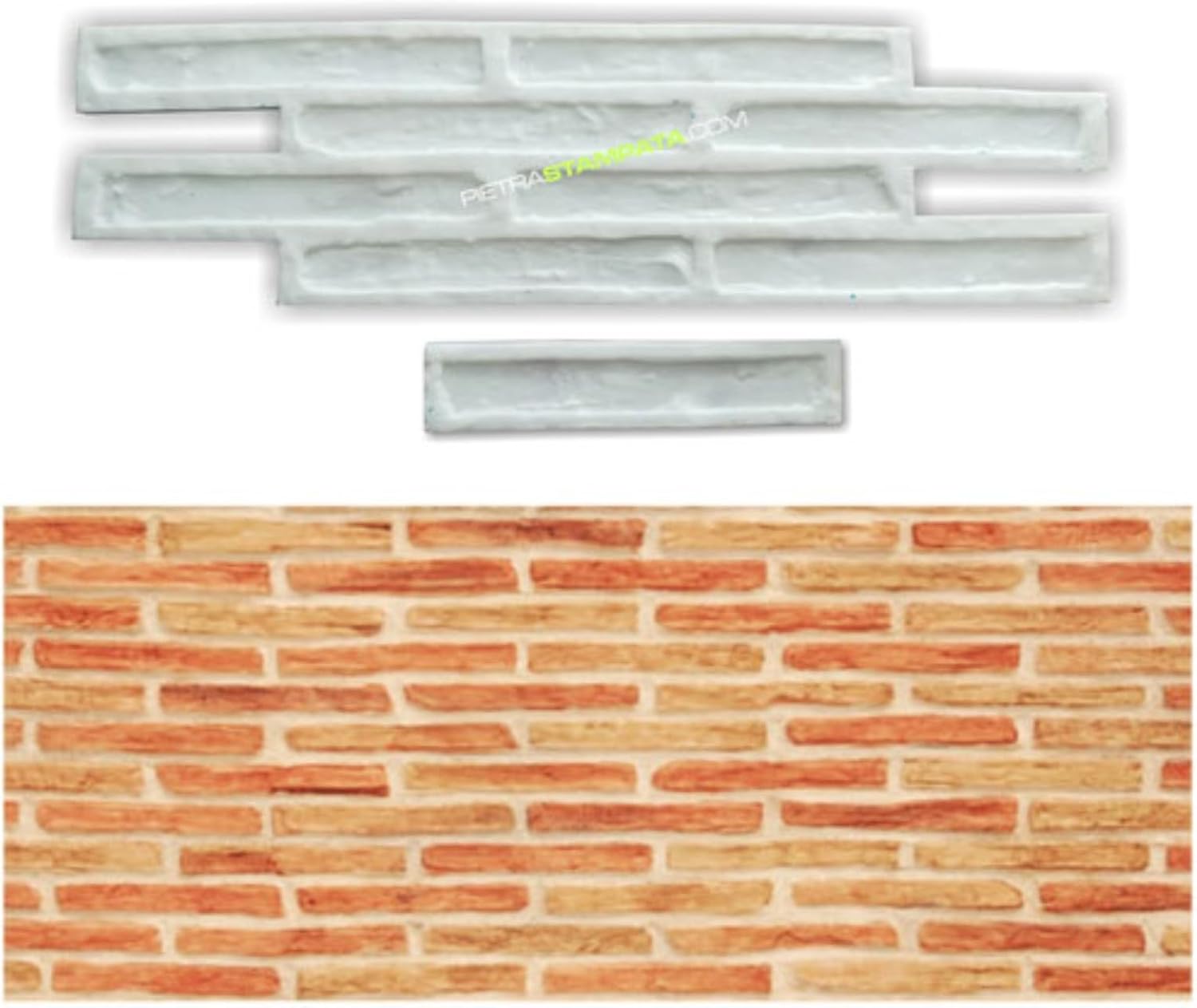 Vertical Concrete Stamp Polyurethane Texturing Mat "Valencia" Model, Approx. 67x18 + 26,5x5 cm - 26,3x7,10 +10,5x2 inches.