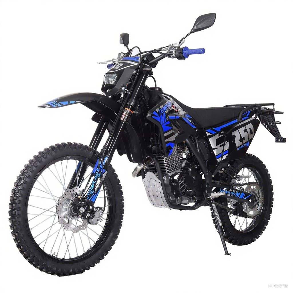 X-PRO Templar M 250cc Dirt Bike with Zongshen Engine 5 Speed Pit Bikes Adult Pitbike, Big 21"/18" Wheels! (Blue)