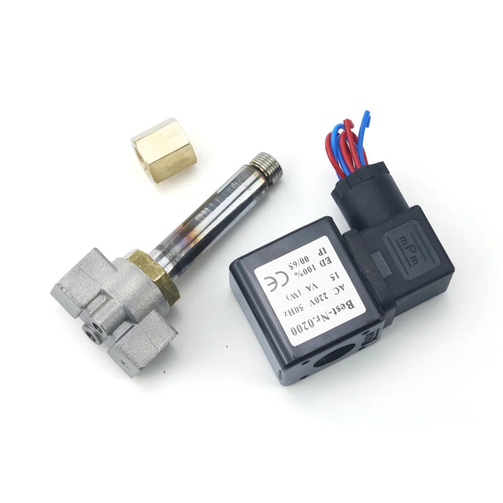 Zawór elektromagnetyczny 1/4" Normalnie otwarty SS 304, 2-drożny, przyłącze do węża olejowego i kwasowego, rury DSJ-M, YDF-LOK, LOK, AC 220 V DC 12 V (z FC 10 mm, AC220V)