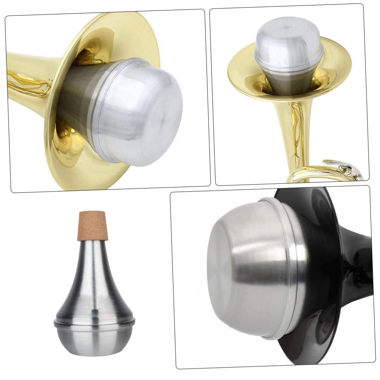 ibasenice 4pezzi Sordina Per Tromba Sughero Mute Per Pratica Musicale Con Installazione Facile e Riduzione Del Rumore Accessorio Per Strumenti Fiato Per Musicisti e Studenti