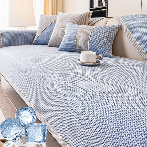 Cooling Sofa Slipcover for 2/3/4 Seat Couch, Blue, 70x90cm
