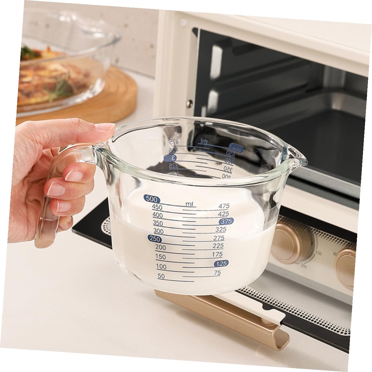 Misurino per Misurare Liquidi da 500ml in Vetro con Manico Isolante e Scala Graduata for Cucina and Preparazioni di Bevande Calde e Fredde