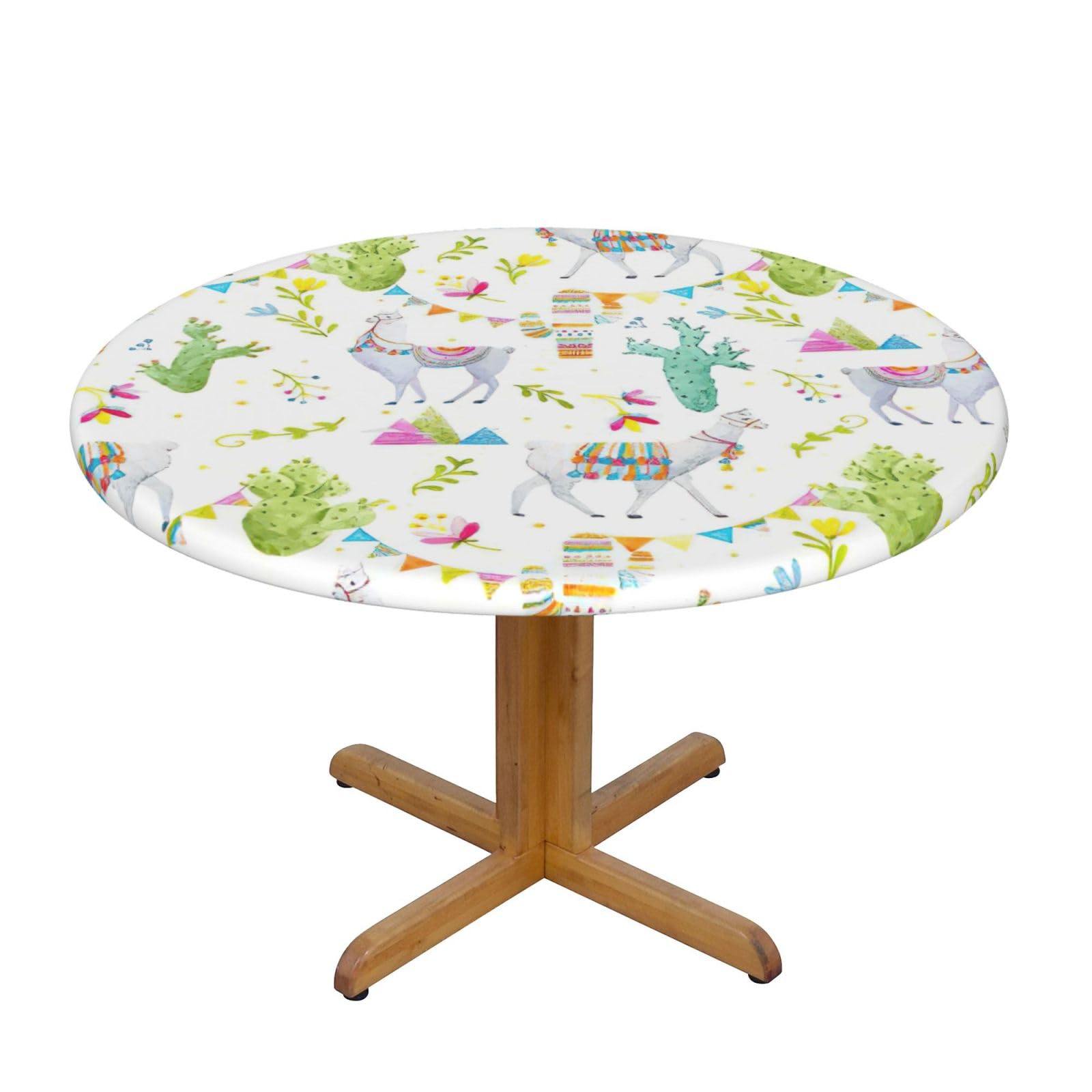 Alpaca Llama Cactus Flag Mountain Print Wipe Clean Oval Tablecloth Stain-Resistant Dining Table Accessories Table Protector For Home