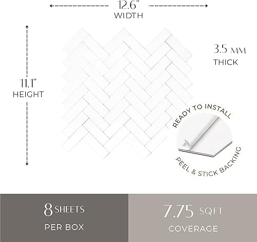 Miniatura 2 de Avant Decor  8 azulejos  Azulejos de espiga pequeños compuestos de piedra  Azulejos para salpicaduras de Kitcyhen para despegar y pegar  Azulejos de