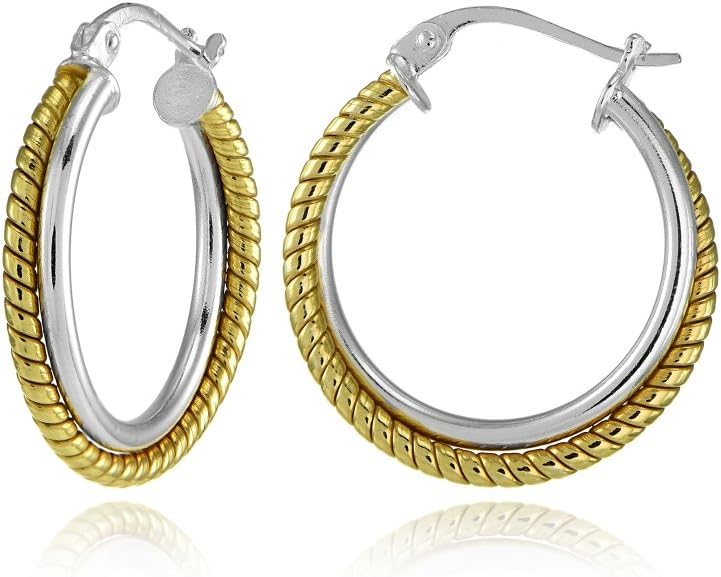 Sterling Silver Polished Twist Round Hoop Earrings, 20mm or 25mm