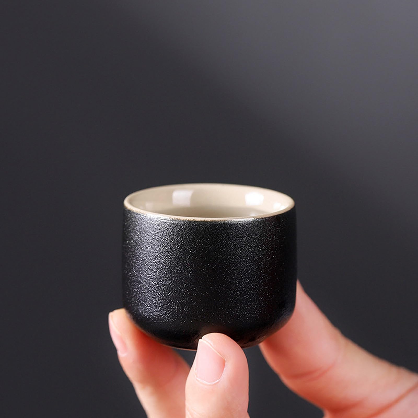 SUPVOX Set di Bicchieri da Sakè in Ceramica Nera, 7 Pezzi
