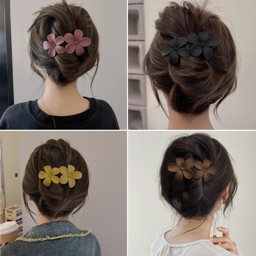 Freebies Flower Hair Clips French Style Hair Clips for All Hair Types Non Slip Elegant Hair Accessories for Women Girls Any 2 Colors (Package