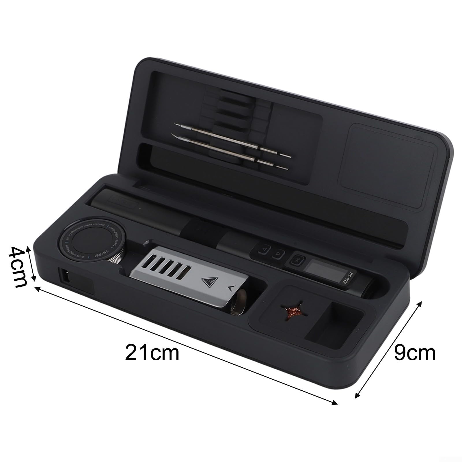 HS-02 - Set di stazione saldante con contenitore, 100 W, per USB C, per riscaldamento rapido PD in alluminio CNC, 21 x 9 cm (HS-02B high)