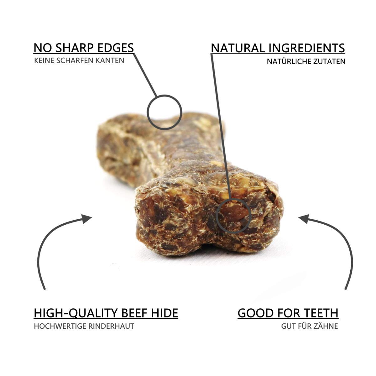 Ossa da masticare DOGBOSS a base di ingredienti naturali al 100% per i cuccioli a partire dalla 16° settimana della vita e cani anziani in varie dimensioni e gusti (5 con rumine, 17 cm)