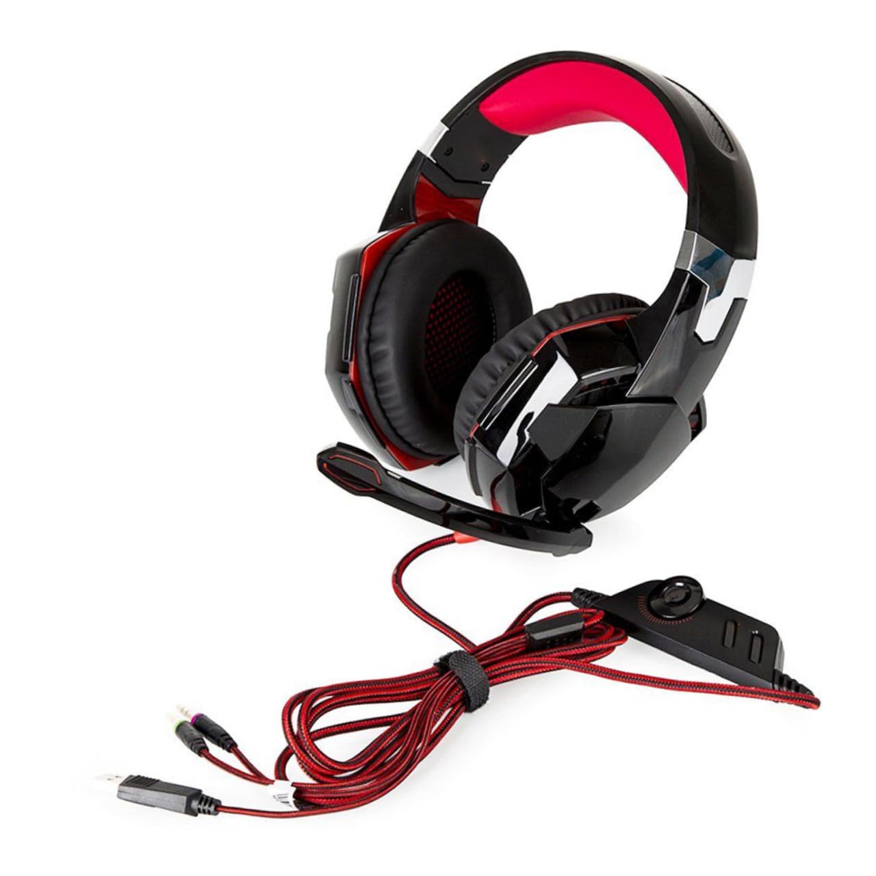 Mikikit Cuffie da Gioco LED con Microfono per PC Bassi Profondi Stereo Suono Surround Isolamento dal Rumore Paraorecchie in Pelle Delicata Cavo Resistente Adatte Computer e Dispositivi