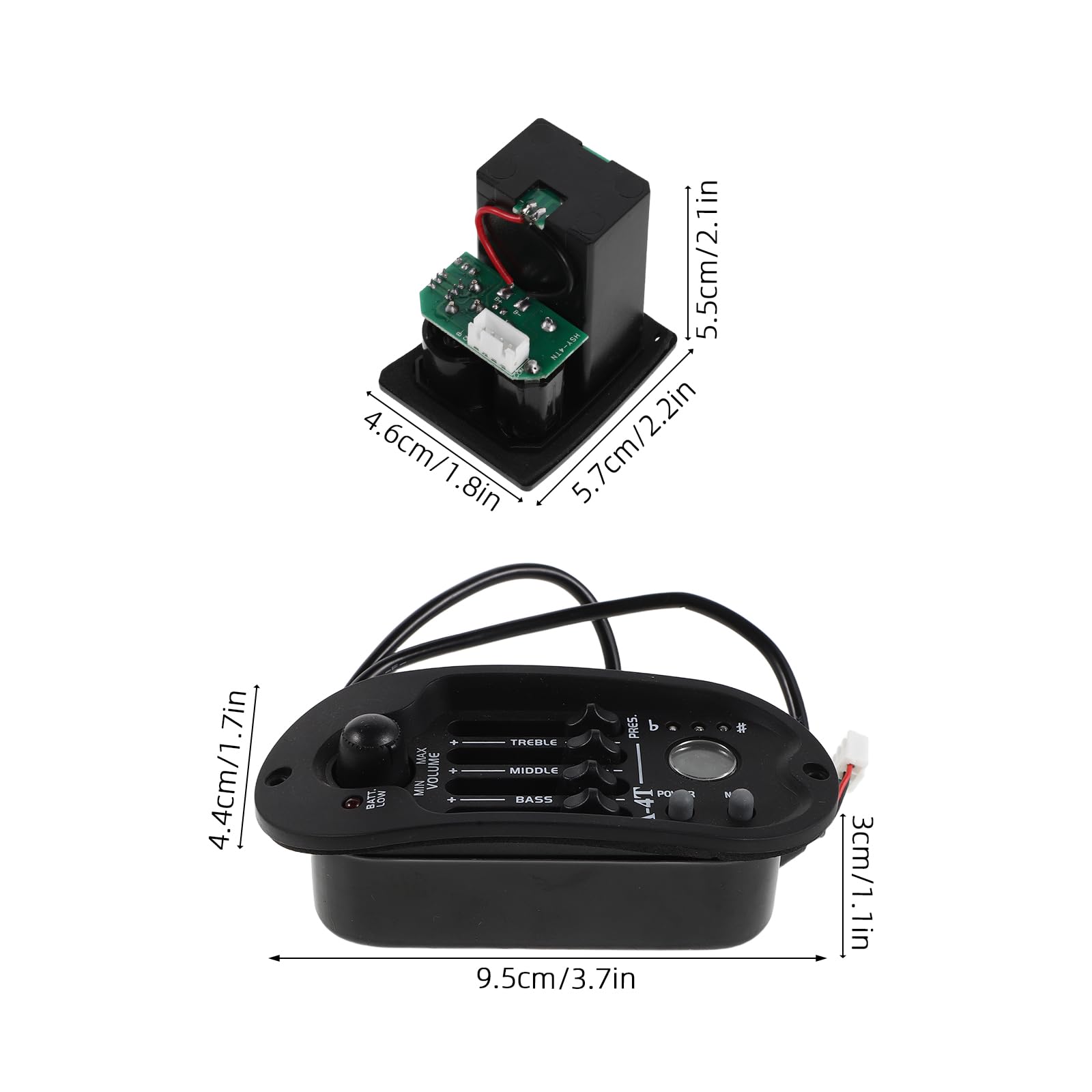 Homoyoyo Préampli Eq 4 Bandes pour Guitare Acoustique avec Micro Électro-Acoustique Intégré, Accordeur Électronique LCD, Accessoires pour Guitare sans Batterie, Amplificateur de Tonalité