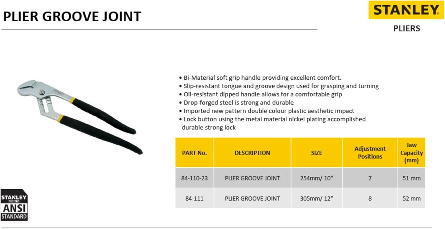 Stanley 84-111 12-Inch Groove Joint Plier