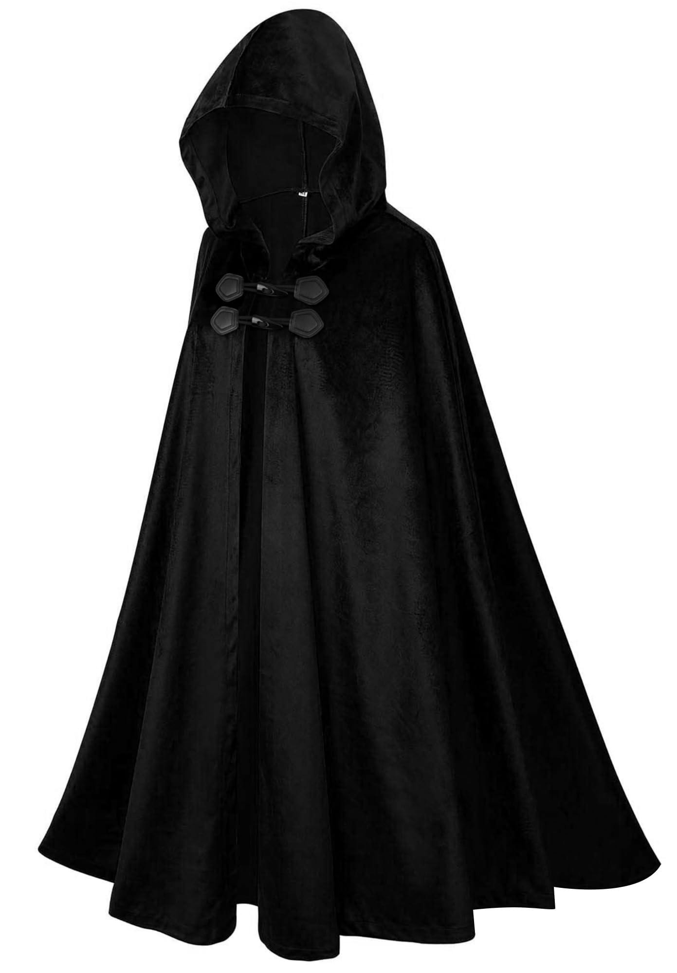 Ausing Adults Fancy Dress Halloween Costumes Adult Long Hooded Robe Women Ghost Witch Costume for Men Uk Velvet Vampire Cape With Hood Devil Wizard Cloak Dresses Accessories Capes Outfit Black L