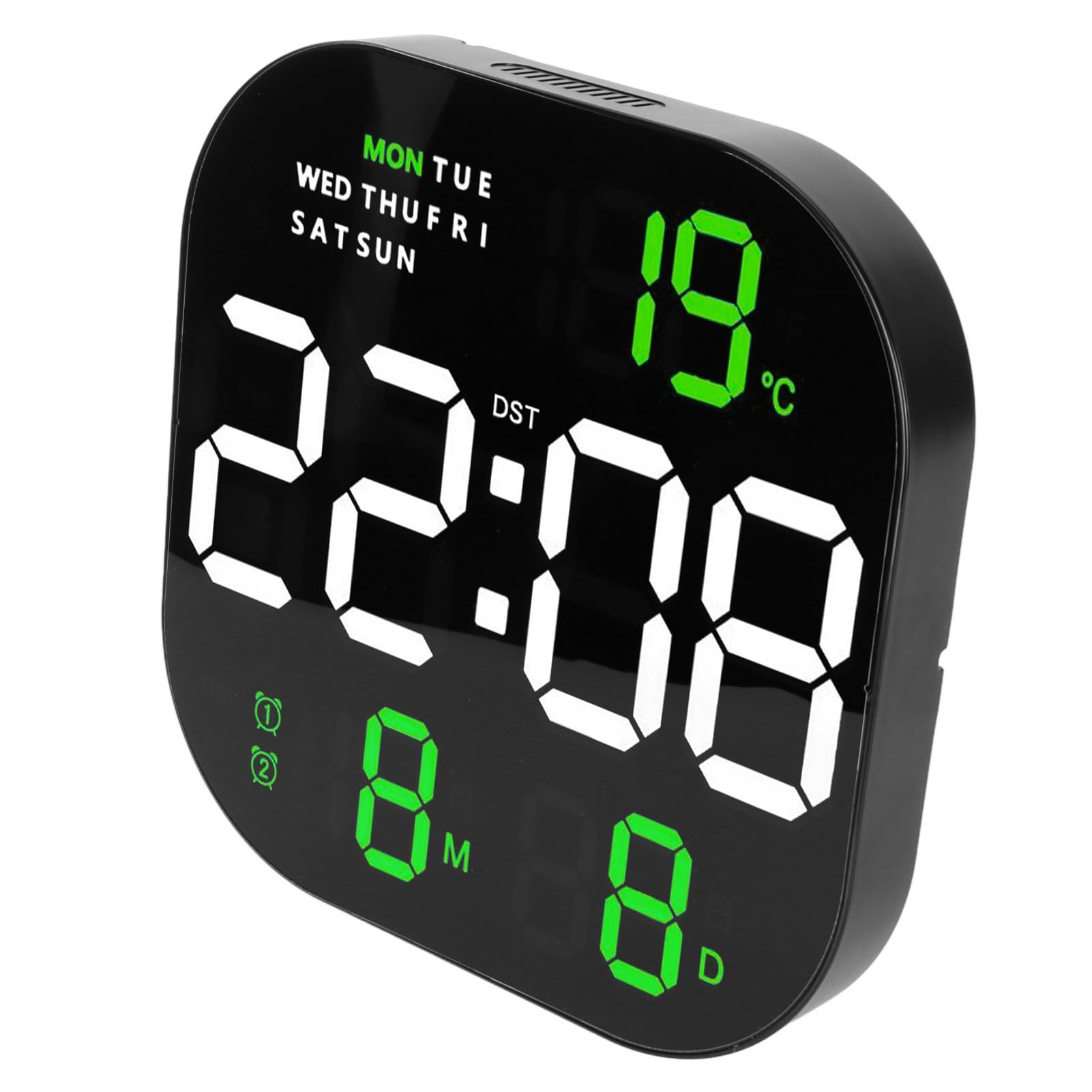 AUNMAS Reloj de Pared Digital LED, Reloj Electrónico de Pantalla Grande de Plástico con Control Remoto, Visualización de Temperatura, Fecha y Hora, Pantalla HD de 22,7 Cm, para Estudio, Sala de (Luz