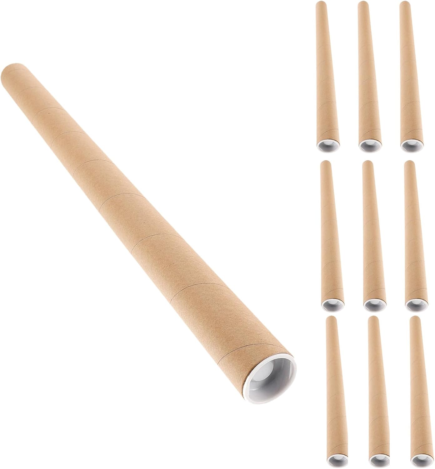 Zerodeko 10pcs Poster Mailing Tube: Cylinder Tubes with Caps, 19.7x1.4''
