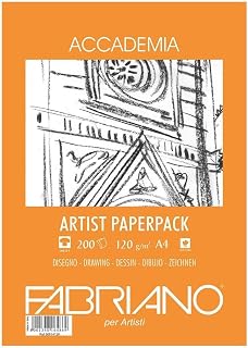 Fabriano Honsell 50814120 - Accademia Zeichenpapier, Block kopfgeleimt, 120 g/m², DIN A4, 200 Blatt, matt, säurefrei und alterungsbeständig, sehr radierfest