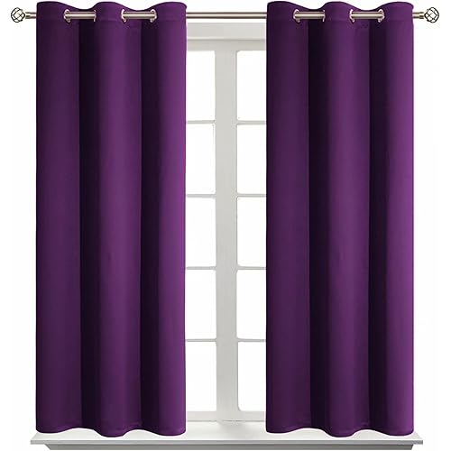 BGment Blackout Curtains - Grommet Thermal Insulated Room Darkening Bedroom and Living Room Curtain, Set of 2 Panels (38 x 45 Inch, Purple)