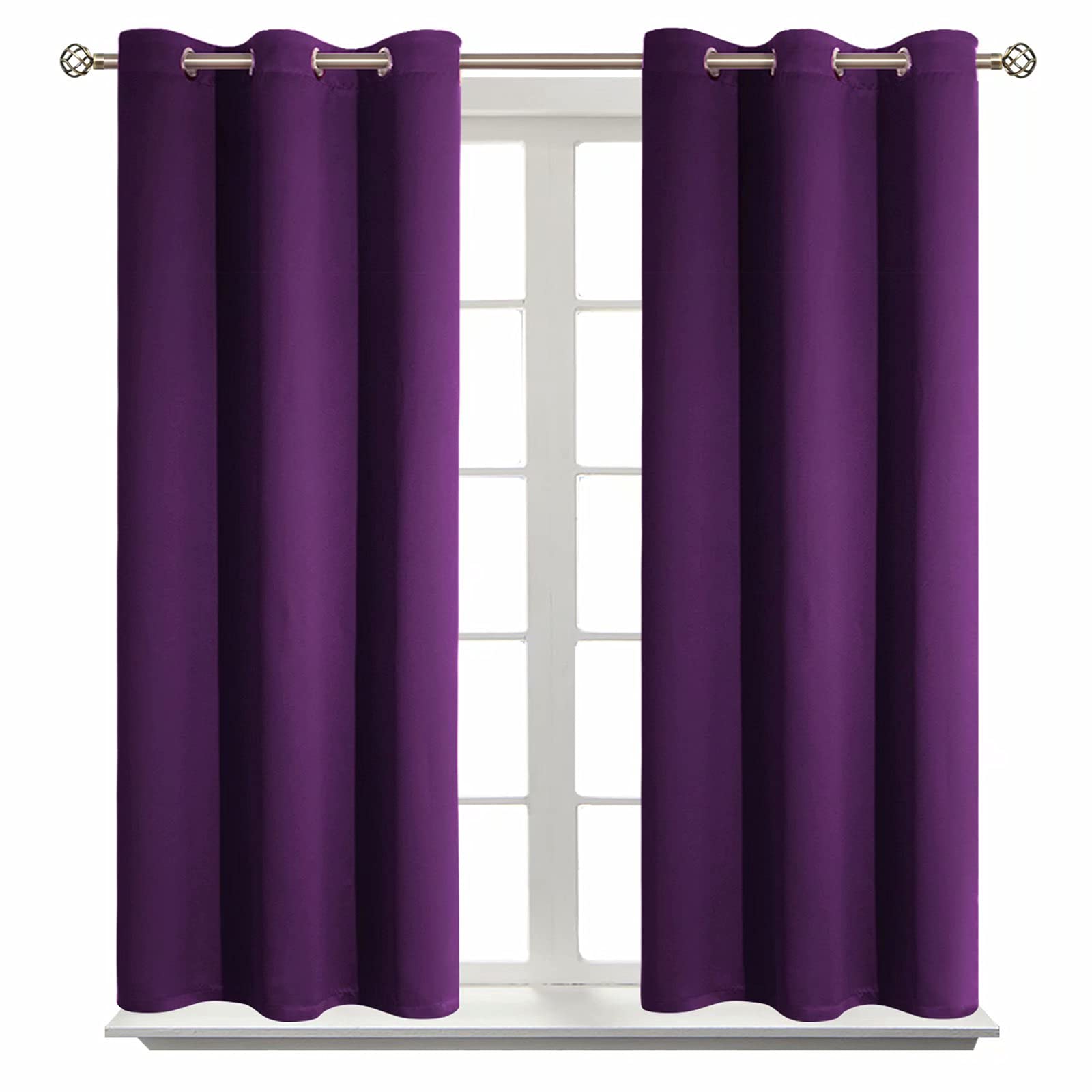 BGment Blackout Curtains for Bedroom - Grommet Thermal Insulated Room Darkening Curtains for Living Room, Set of 2 Panels (38 x 54 Inch, Royal Purple)