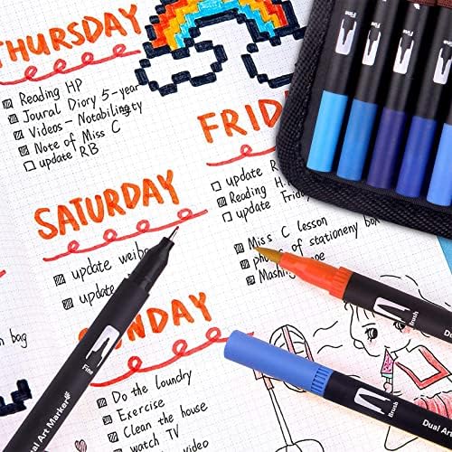 Laconile Colouring Pens,120 Dual Tip Brush Pens Watercolour Brush Fineliner Felt Tip Pens Art Markers, Water Based Coloured Pens for Calligraphy Drawing Sketching Colouring Book
