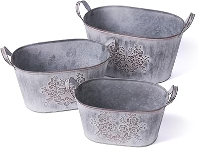 SEINHIJO 3pcs Metal Planter Pot Indoor Cacuts Succulent Decor Modern Sculpture Flower Gifts Outdoor Garden Arts Crafts 13.0inch