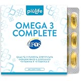 Omega 3 IFOS 5 Stelle Certificato Con Vitamina D3 2000 UI PiùLife, 60 Softgel 2000mg EPA, 1000mg DHA Dose, Olio di Pesce Omega 3 Capsule Fish Oil, Trigliceridi, Cuore, Vista, Ossa, Cervello