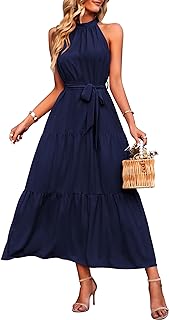 PRETTYGARDEN Women's Summer Floral Halter Maxi Dresses