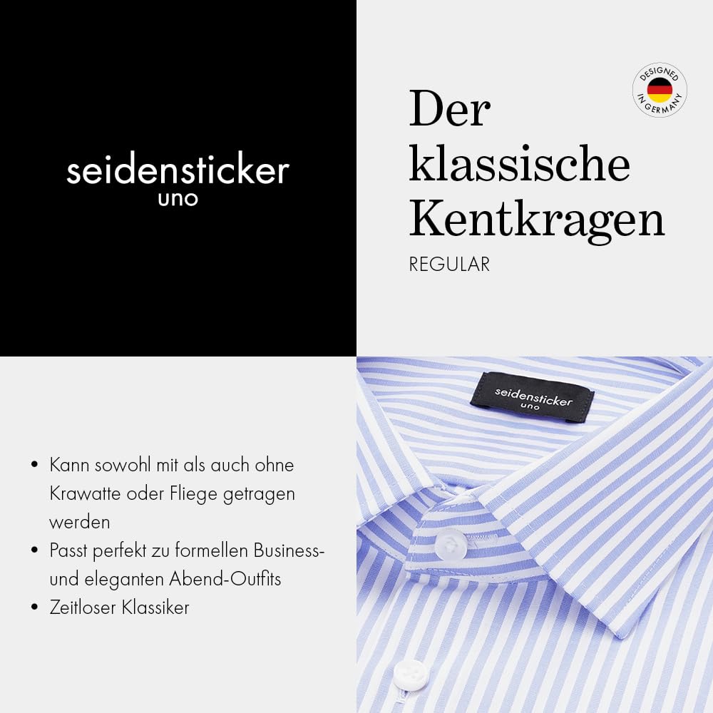 Seidensticker UNO Langarm-Hemd – Bügelleicht für jeden Anlass, Regular-Fit, 100% Baumwolle, Klassisches Herren-Hemd mit Kent-Kragen