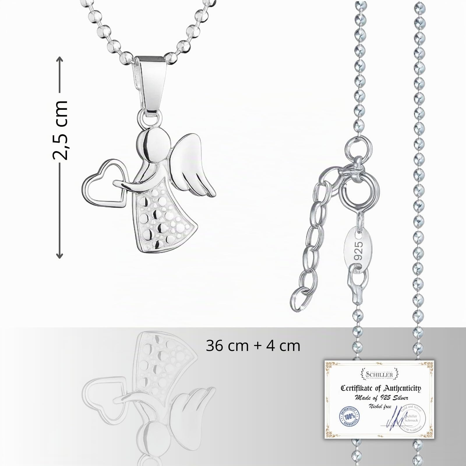Fish collana in argento Sterling 935 con ciondolo angelo con custodia, idea regalo gioielli