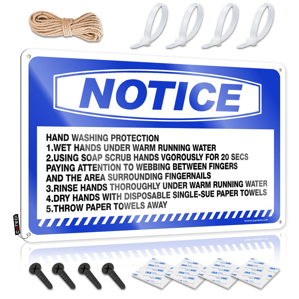 IBWNBBUSN Metal Signs Decor Notice Hand Washing Protection Tin Sign Bar Accessories Man Cave Metal Signs For Bar(30X40CM)