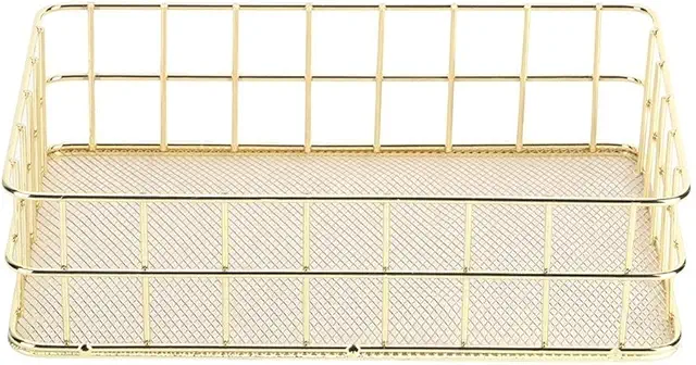 Cesta de malla de alambre dorado - Cesto dourado organizador de almacenamiento grande